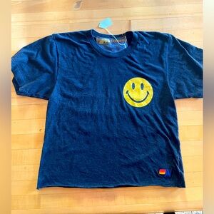 Aviator Nation Smiley 2 Boyfriend Tee - Charcoal - S - new with tag